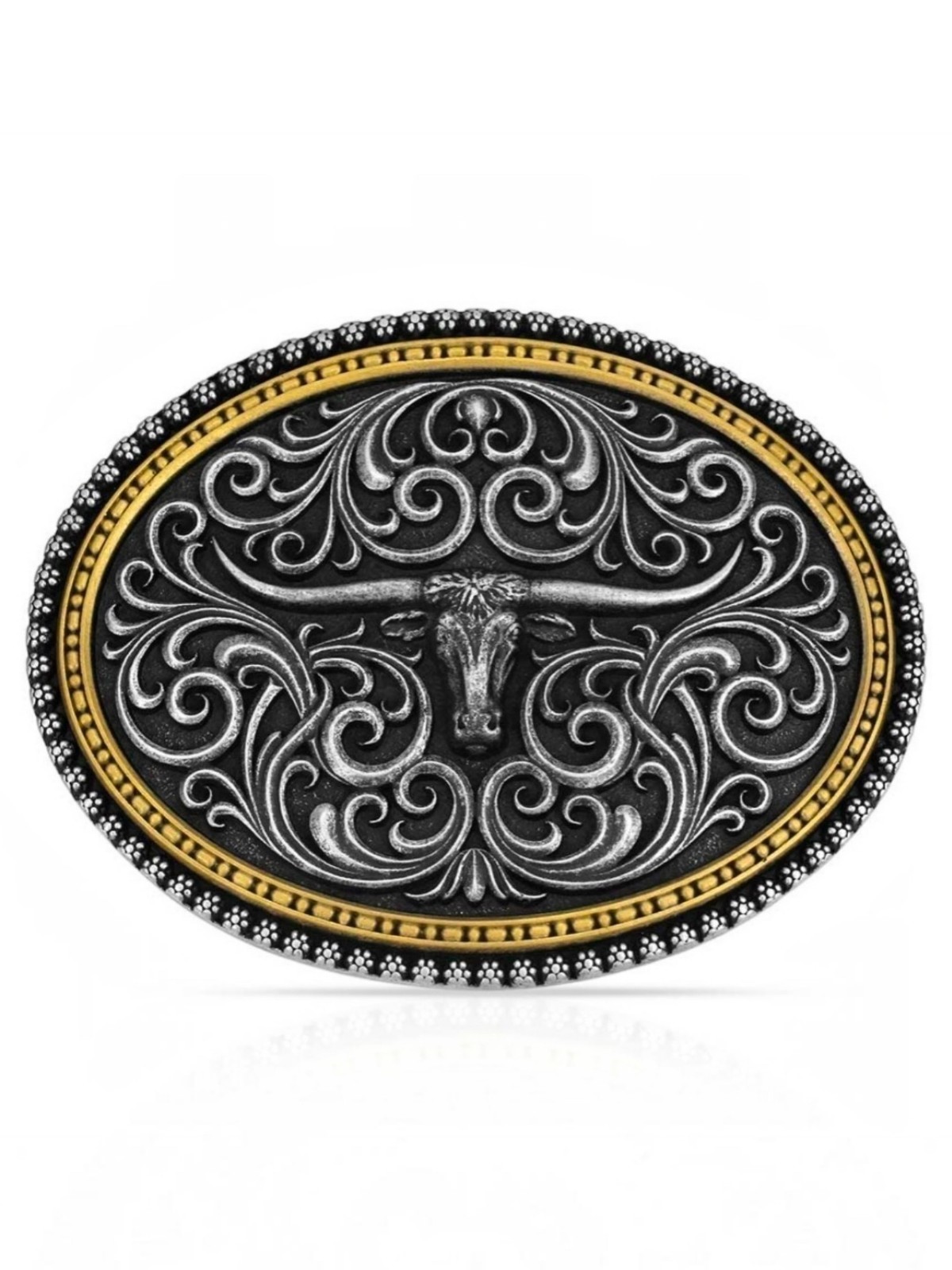 Montana Silversmiths Longhorn Two Tone Stockyard Belt Buckle NEW NIB