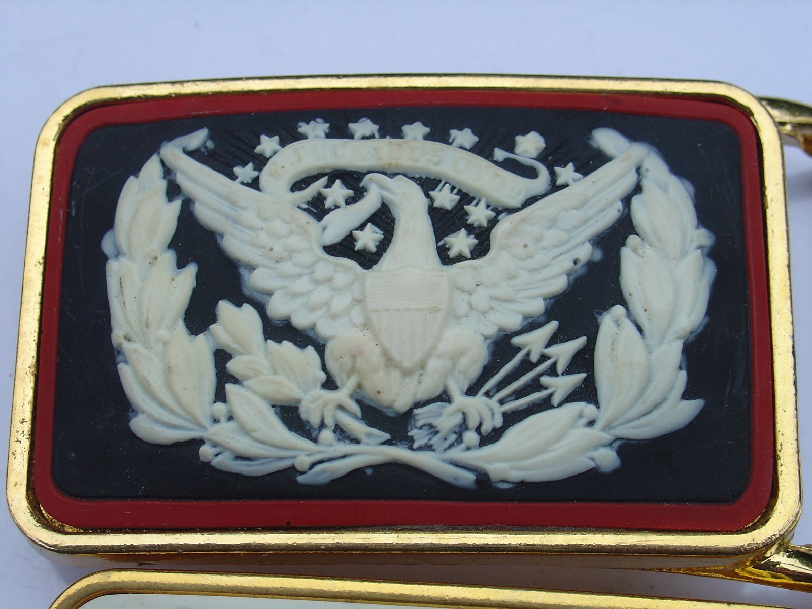 Gold Tone E Pluribus Unum Motto US American Eagle Belt Buckle Lot Cameo Relief