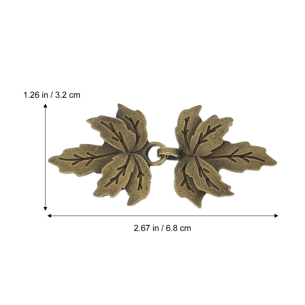 4 Pairs Alloy Buckle Maple-Shape Buckle Vintage Collar Button Costume Button