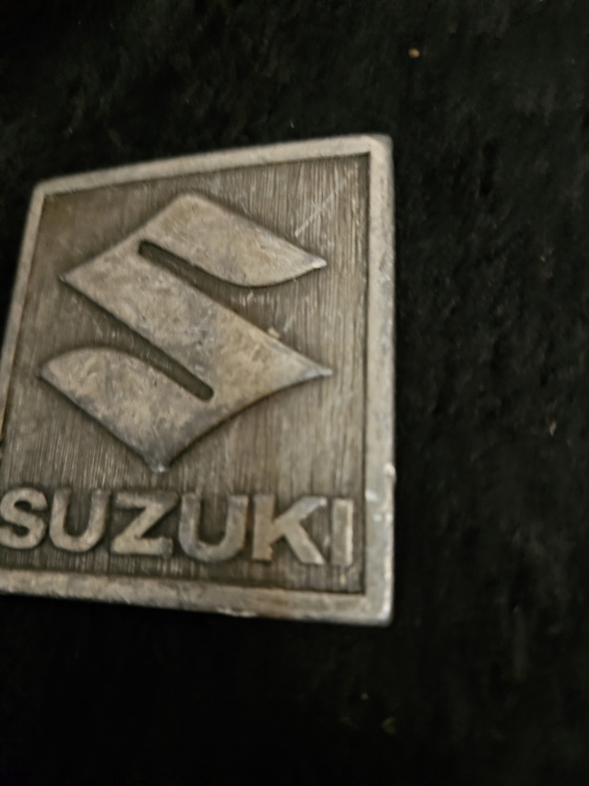 Vintage Suzuki Motorcycle Belt Buckle- Made in USA U.S. Suzuki Motor Corp Logo –