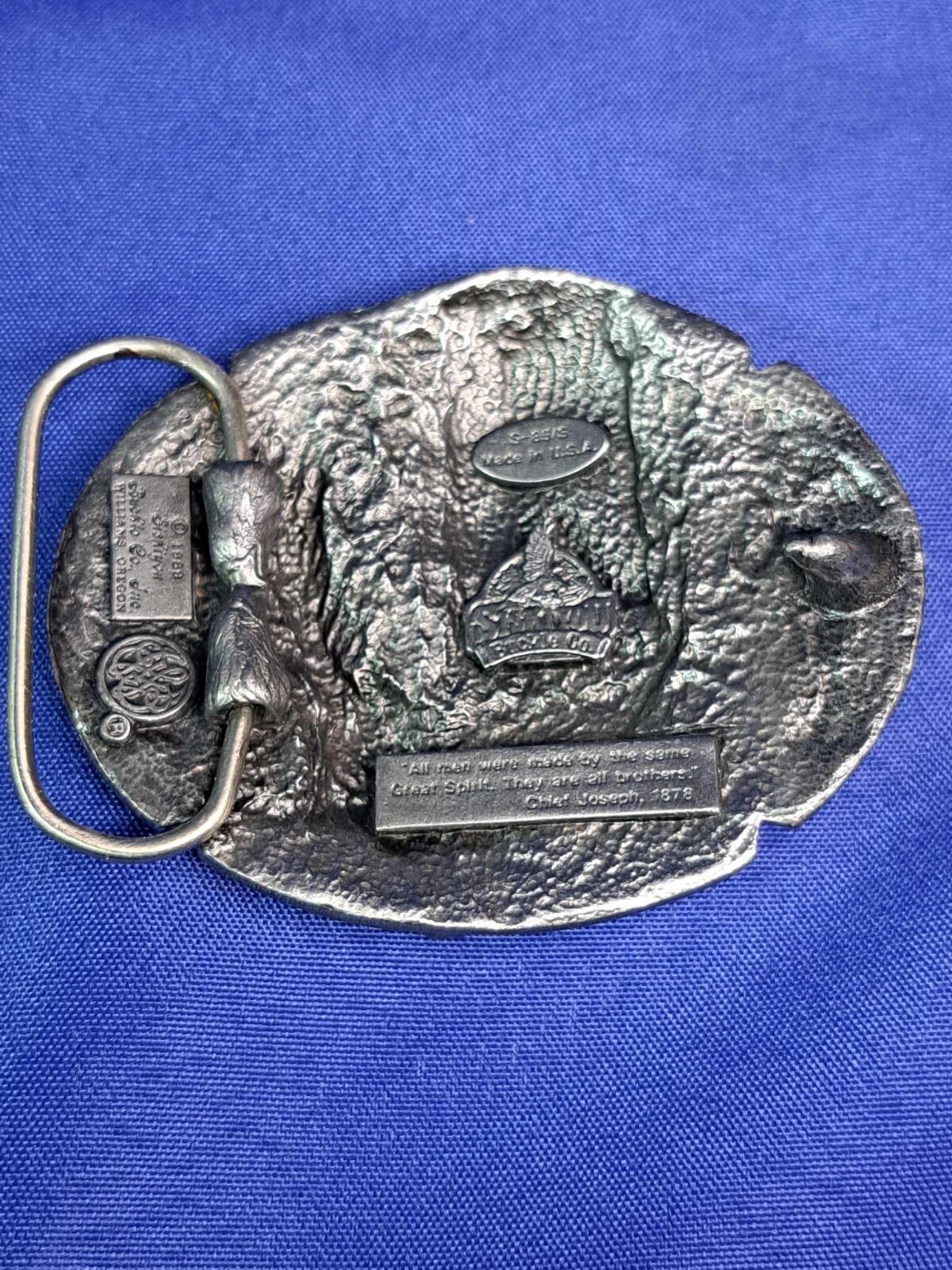 Vintage 1989 Native American Eagle Belt Buckle Siskiyou Belt Co KG Western