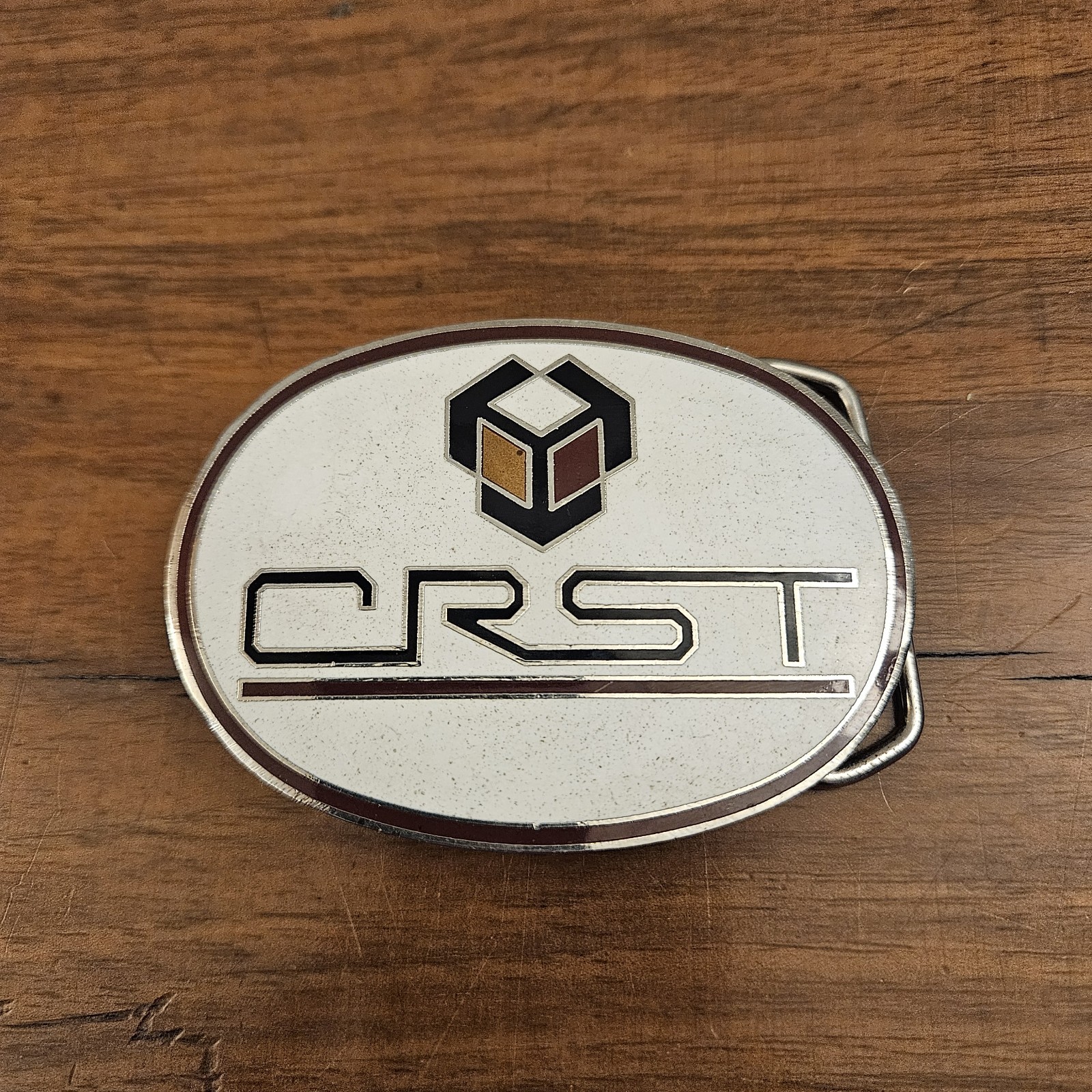 Vintage CRST Transportation Company Belt Buckle Hoovers Metal Enamel