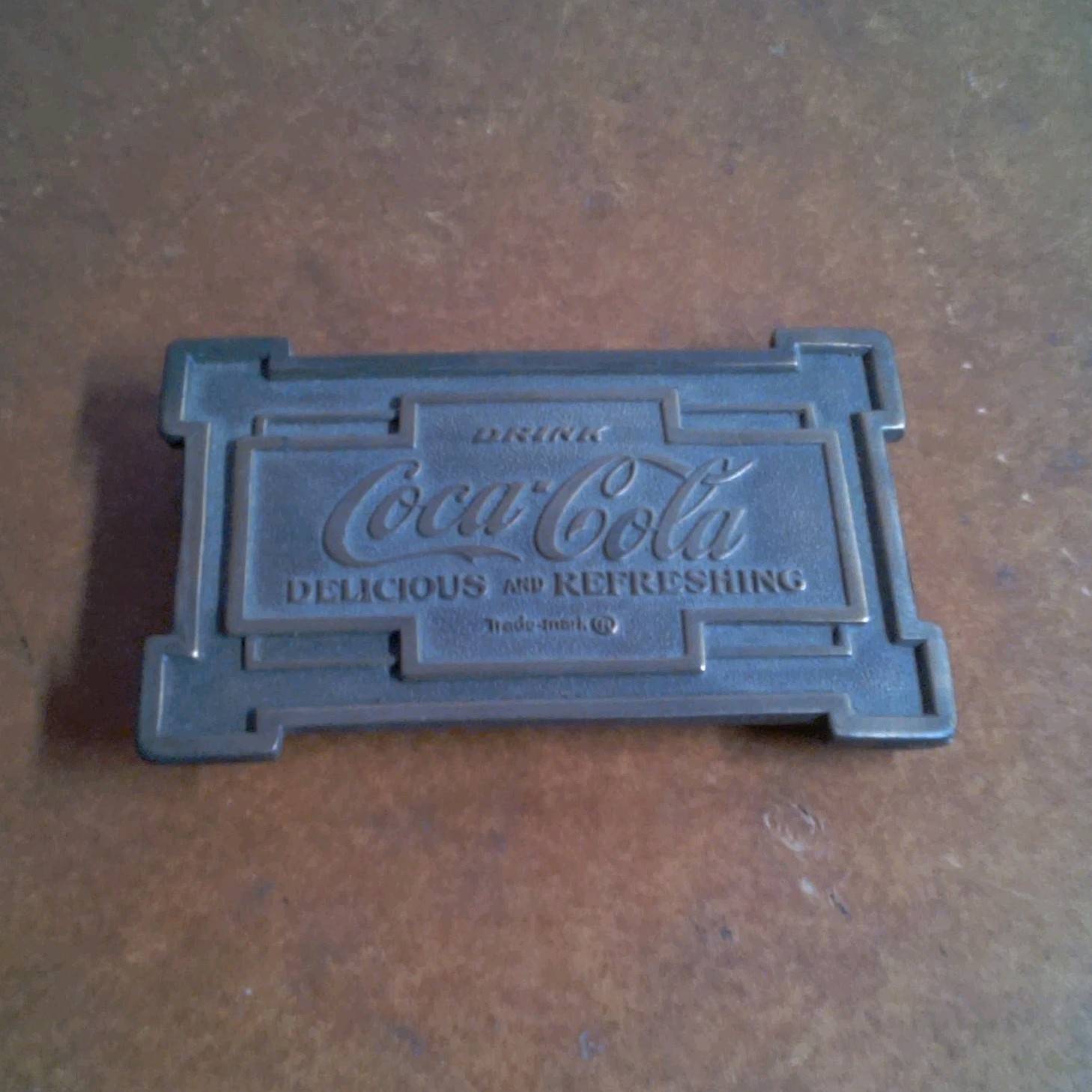 Coca-Cola Vintage Brass Belt Buckle KB100 Bronze Clamp Closure Logo 1.5&Prime;