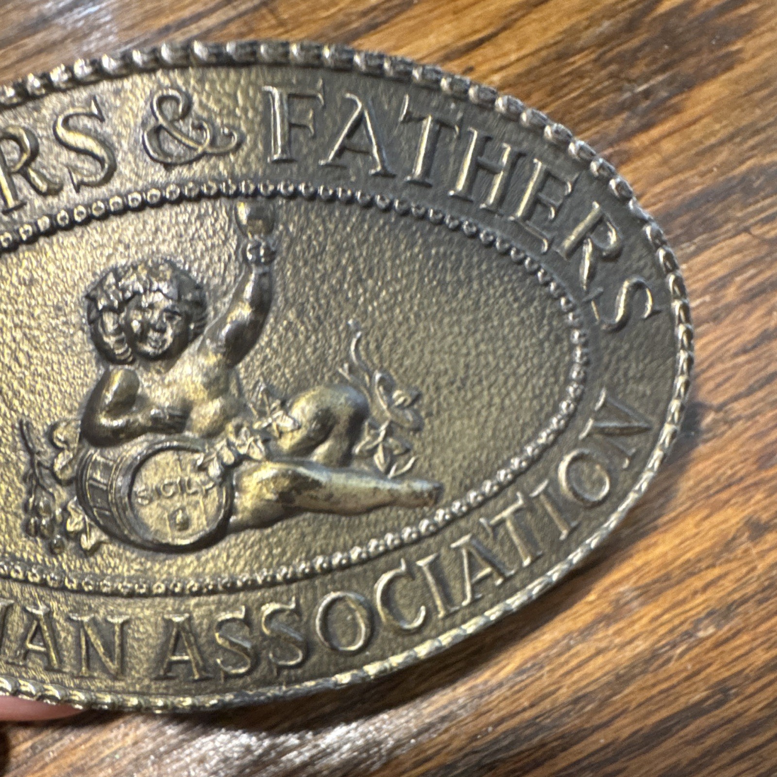 Ficca Italian Mothers & Fathers Oval Western Belt Buckle Gold Metal 1.5in Fit