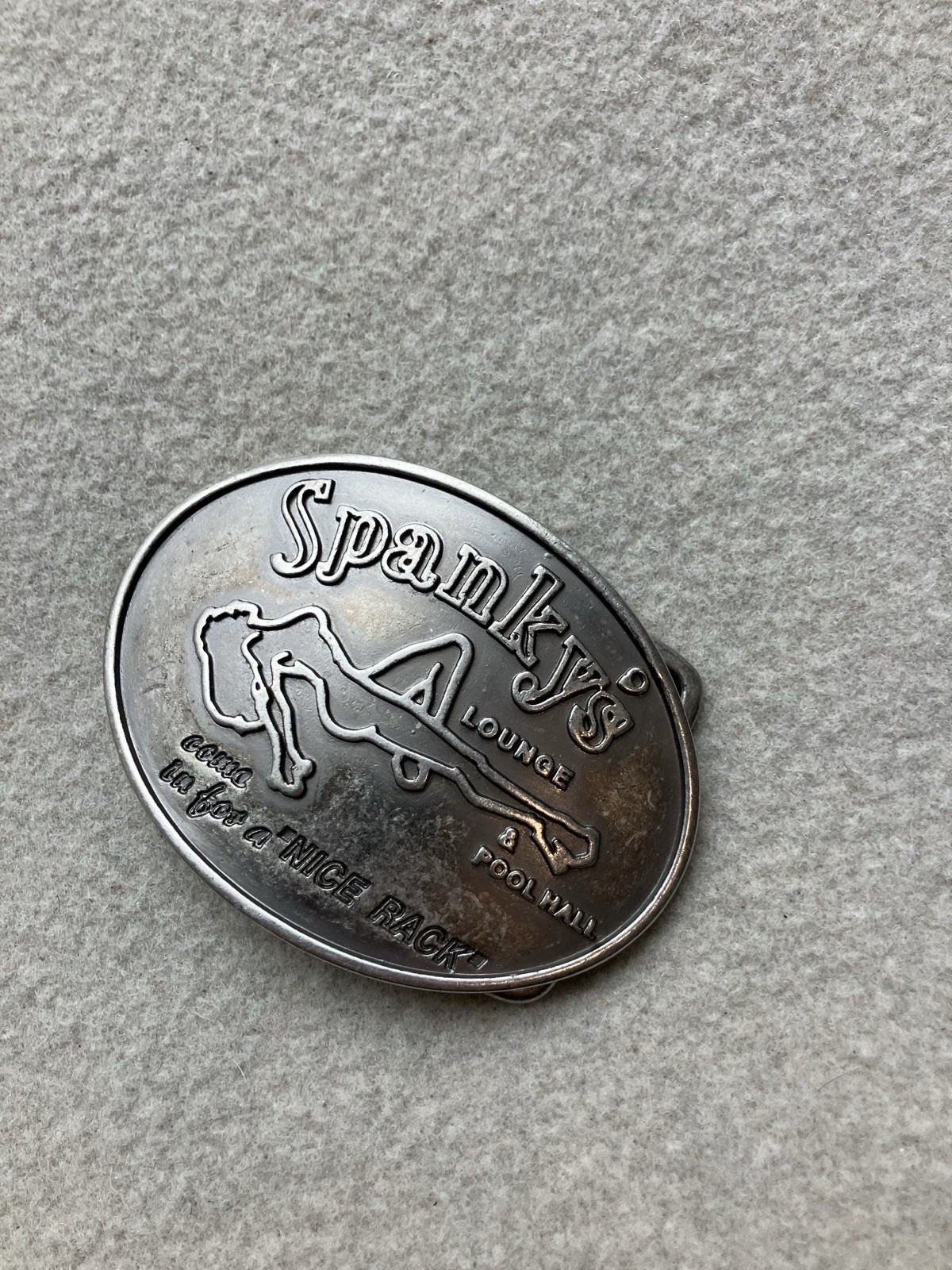Vintage Spanky’s Lounge Pool Hall Western Belt Buckle Biker Dive Bar