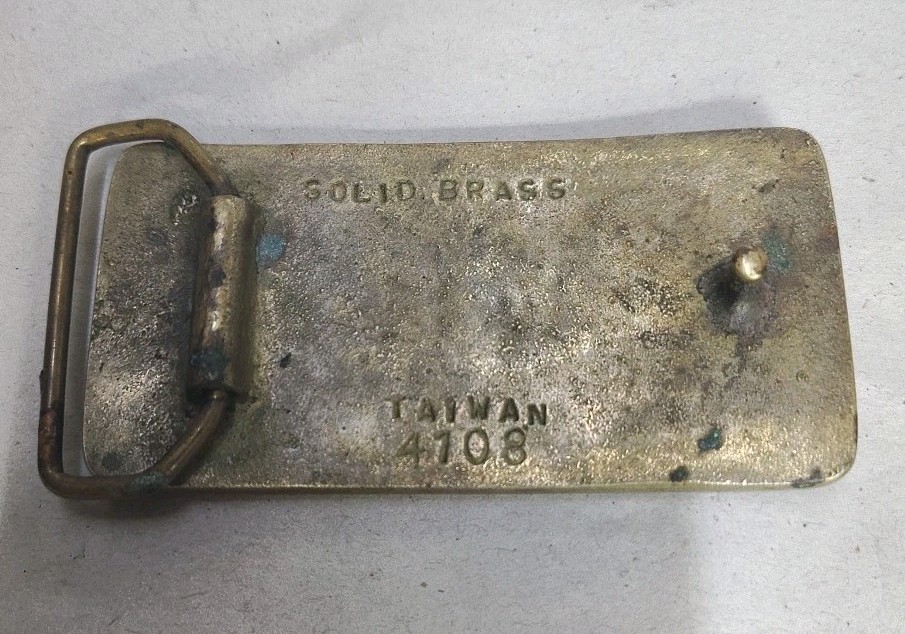 VTG Guitar Player Solid Brass Belt Buckle Retro Rock Band 4108 Taiwan Rectangle