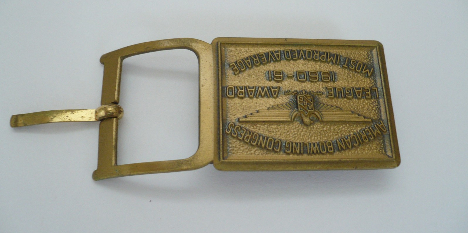 1960-61 American Bowling Congress League Award Most Improved Average Belt Buckle