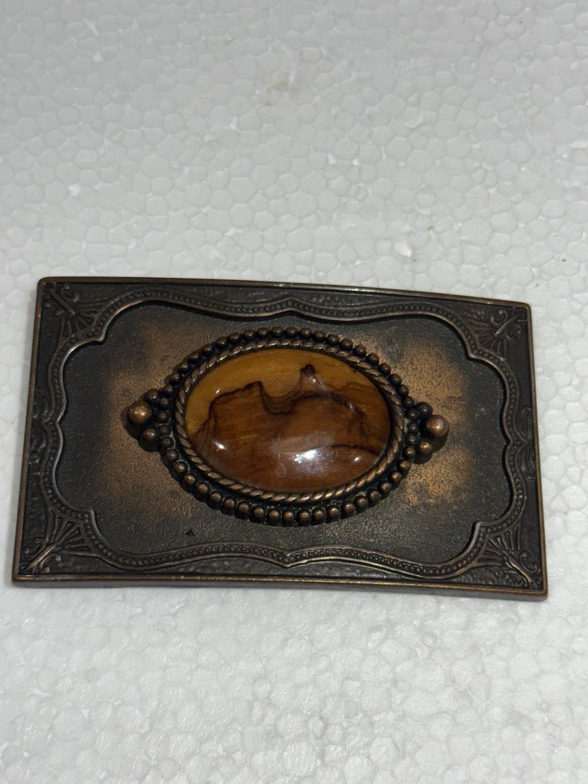 vintage PICTURE JASPER belt buckle SOUTHWESTERN native american GEMSTONE