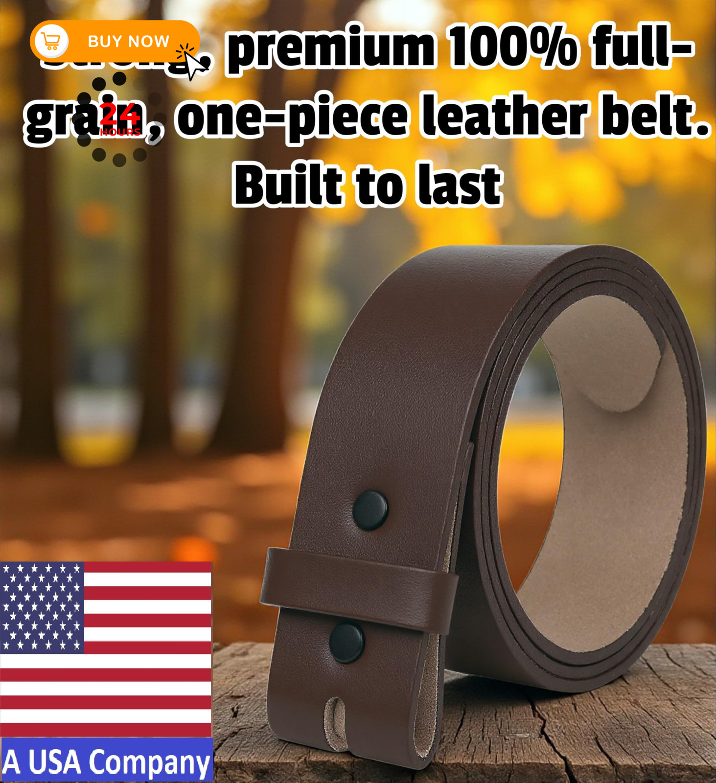 F&L CLASSIC Belt for buckle men Snap on Strap 52 (Fits Waist 50&Prime;-51&Prime;), Brown