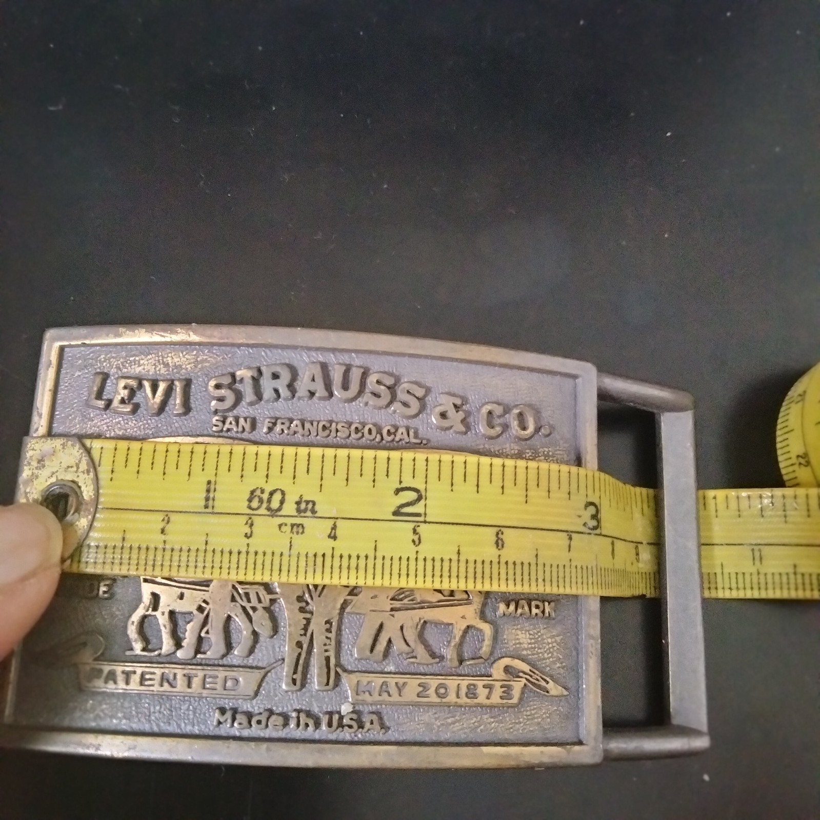 Vintage Levi Strauss & Co.Original Riveted Brass Belt Buckle Made in USA