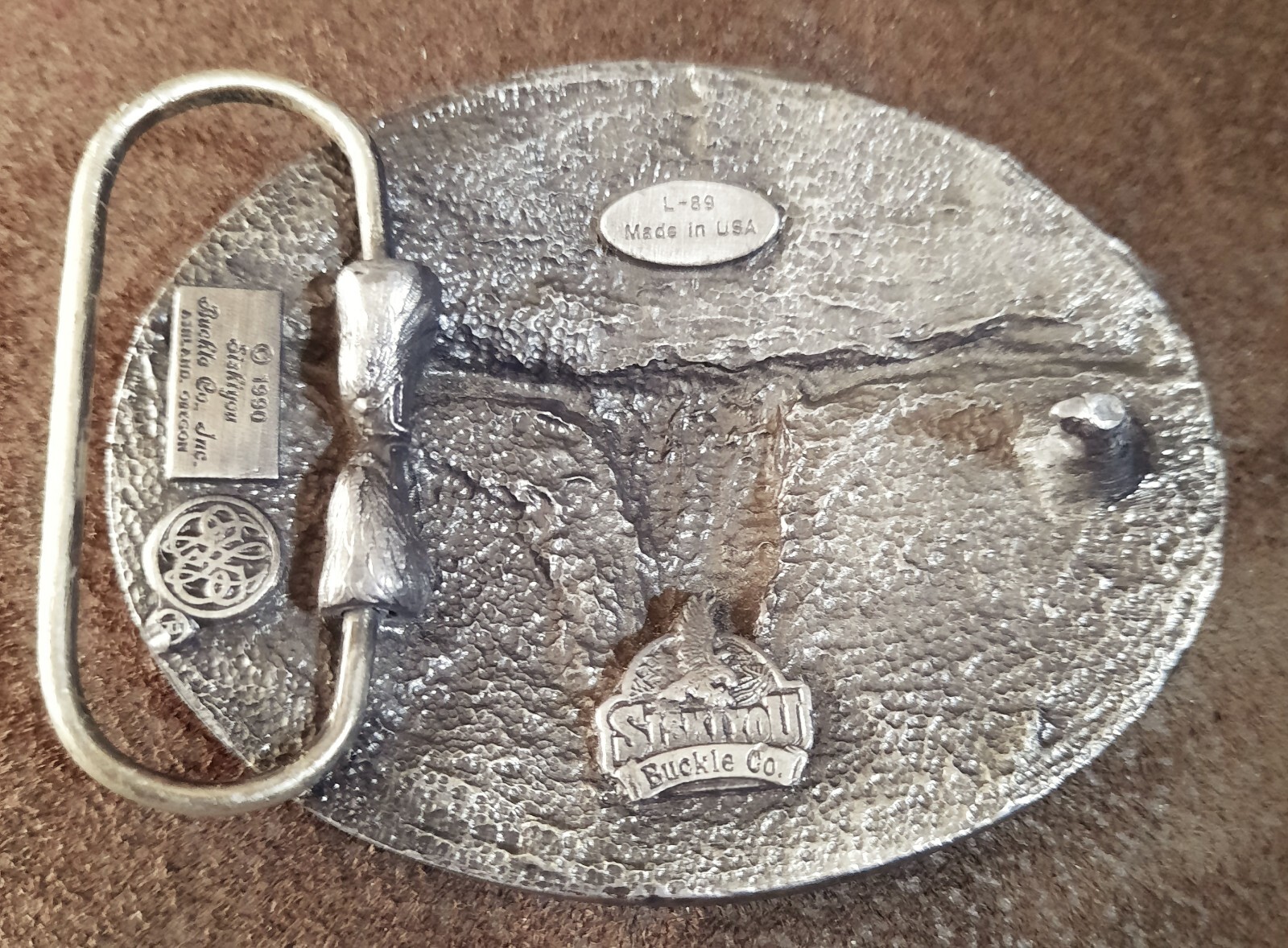 1990&rsquo;s Belt Buckle Buffalo Skull/Head Silverstone 3.5&Prime;×2 5/8&Prime;