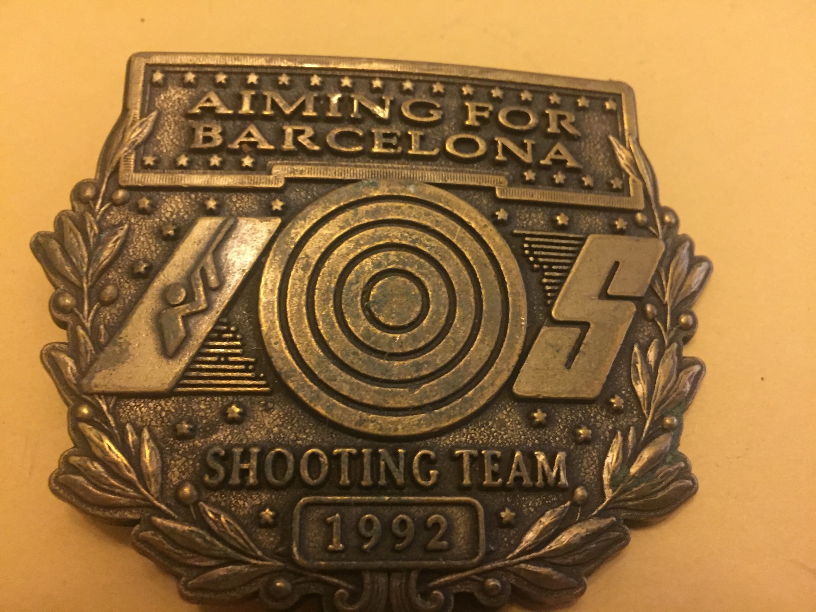 AIMING FOR BARCELONA SHOOTING TEAM 1992 BELT BUCKLE BX-BB1
