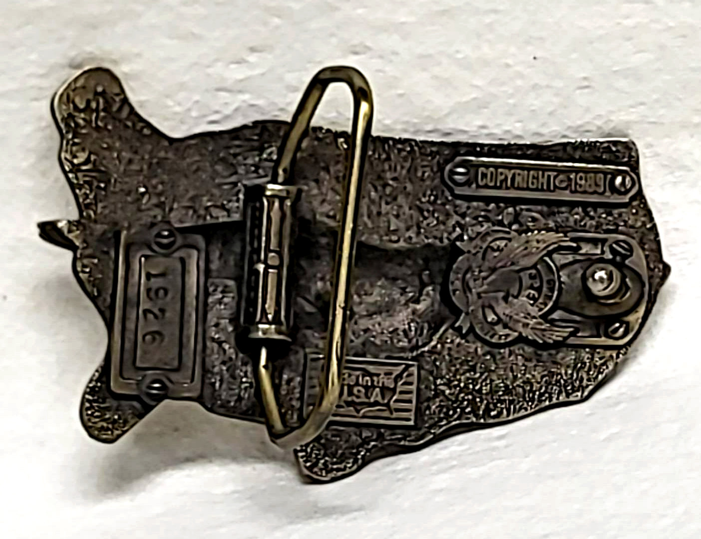 Eagle Over USA & Flag Belt Buckle #1926 Great American Buckle Co. ~ (1989)