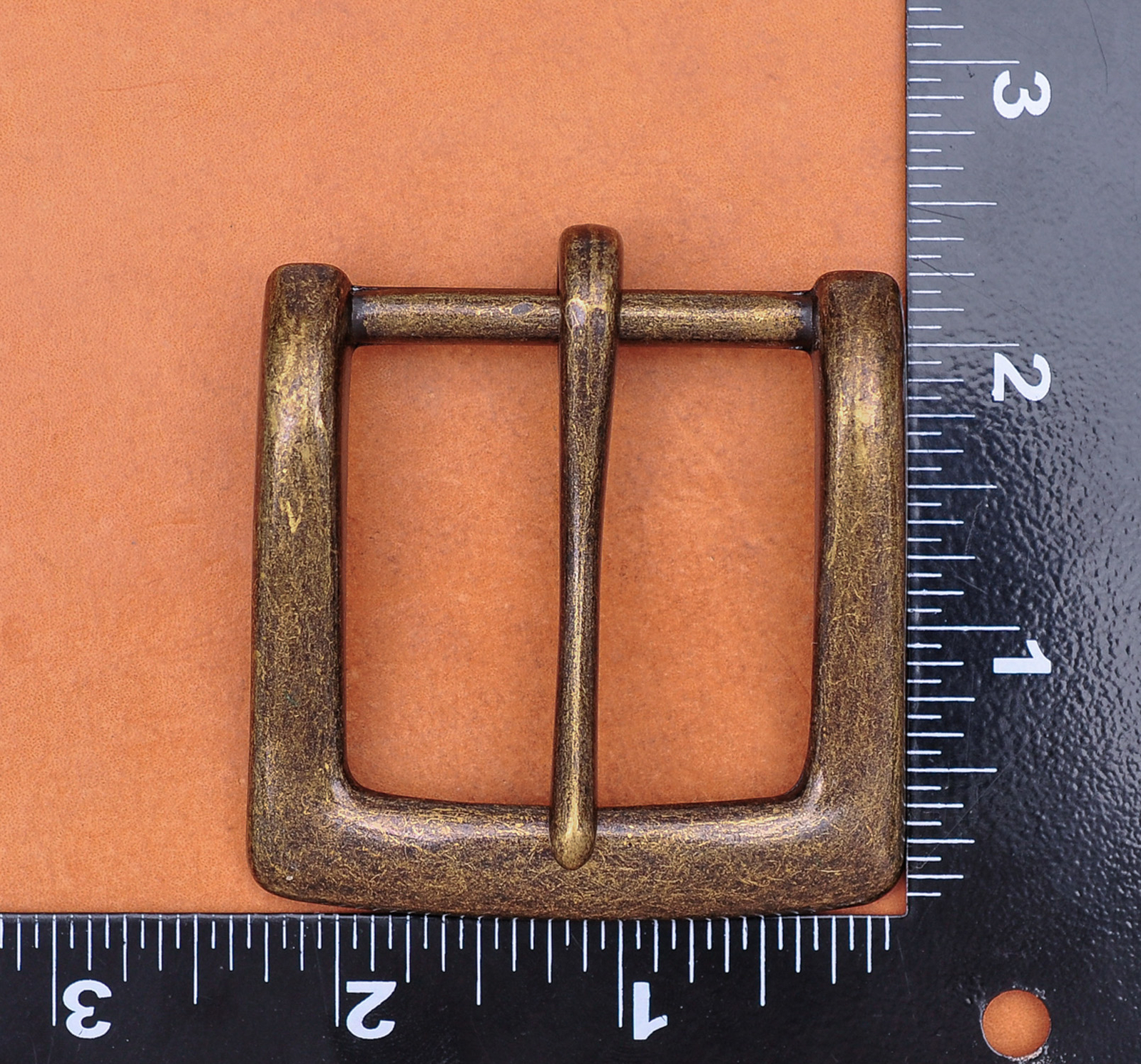 40mm Retro Brass Two-tone Heavy Square Single Metal Prong Pin Clips Belt Buckle