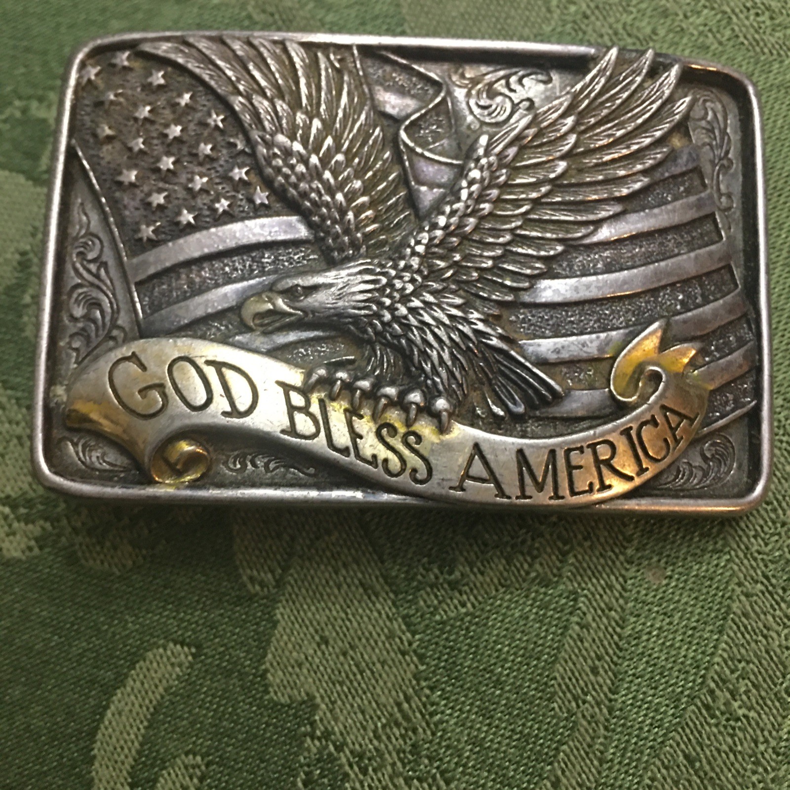 Nocona God Bless America Buckle American Flag-Eagle Belt Buckle W/BONUS