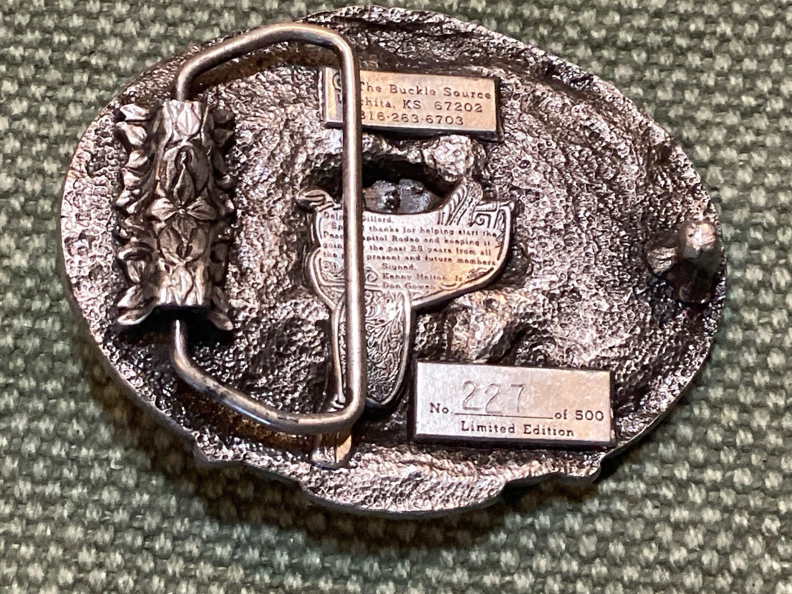 Western Belt Buckle Peach Capitol Rodeo 25th Kansas Rare 3D Cowboy Bronco Chute