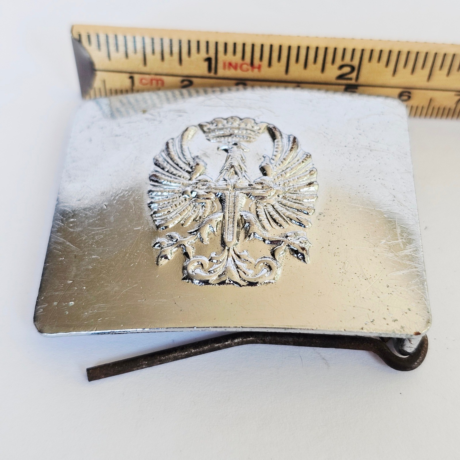 Vtg Spanish Civil War Belt Buckle Francisco Franco Eagle Crown Cross Military
