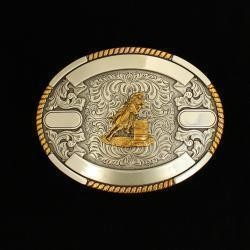 Crumrine Trophy Buckle Oval Barrell Racer 4 Ribbons Belt Buckle 38594