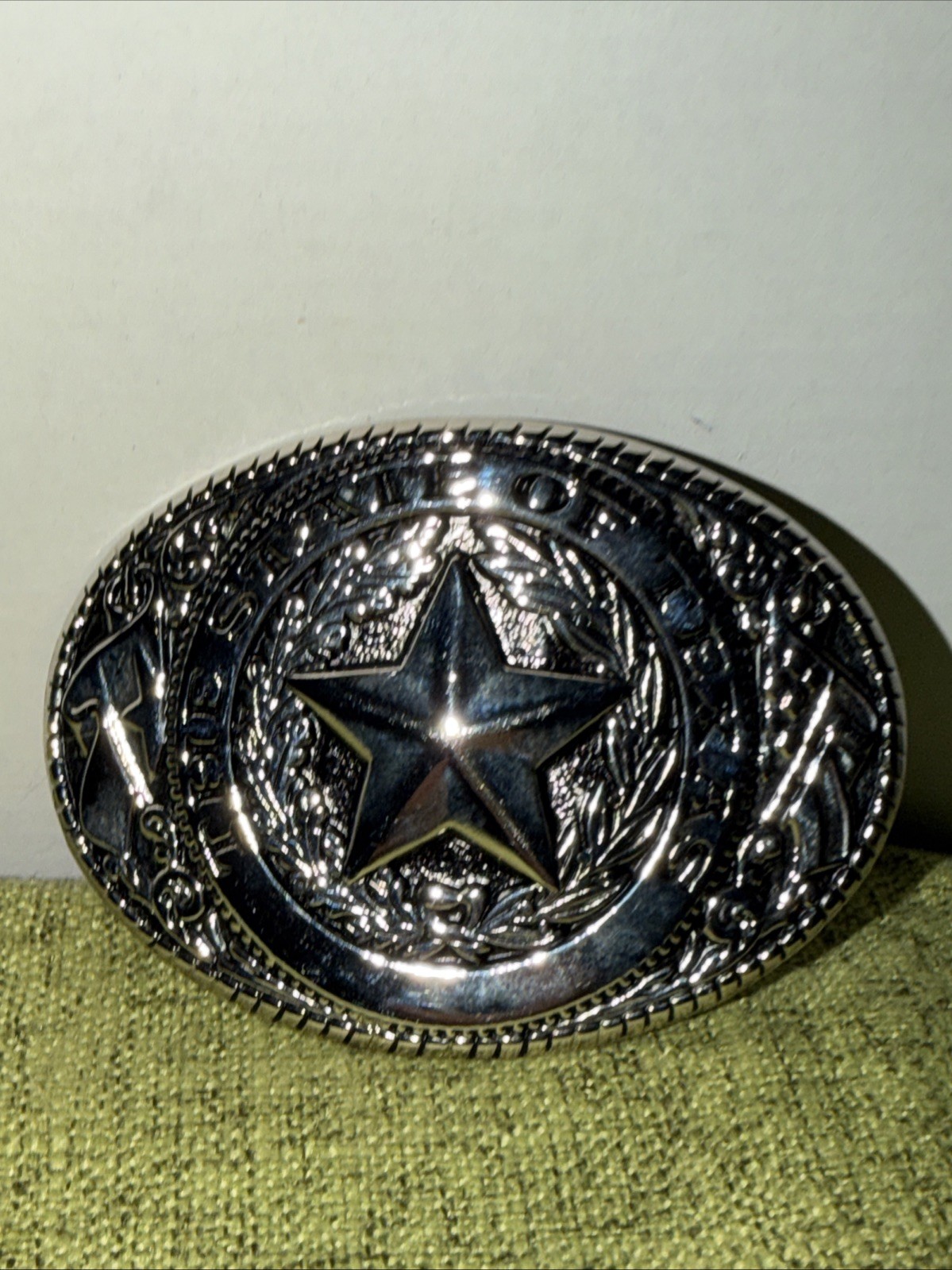 Men Silver Metal Belt Buckle Western Cowboy Texas State Lone Star Oval Jean Pant