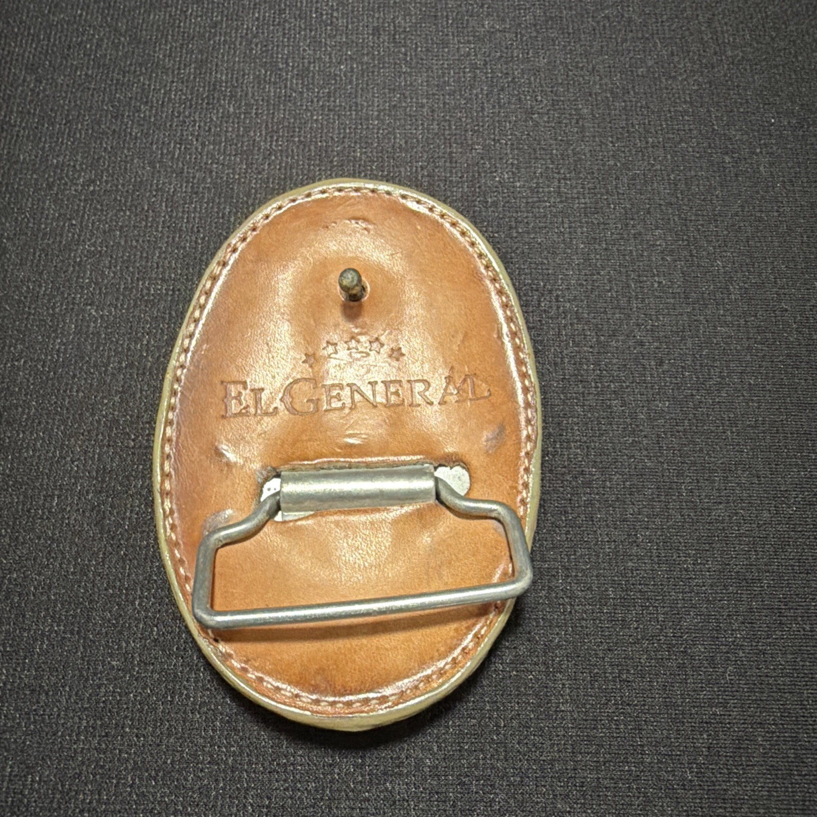 Vintage CROCODILE SKIN Belt Buckle El General 4 Inches Tan