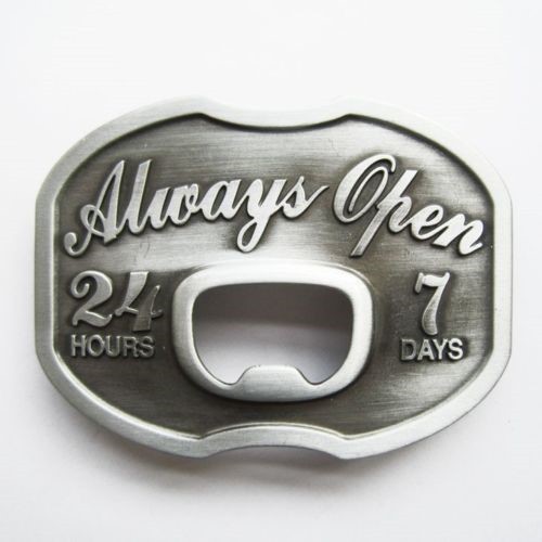 NEW ALWAYS OPEN BOTTLE OPENER BEER SODA BELT BUCKLE