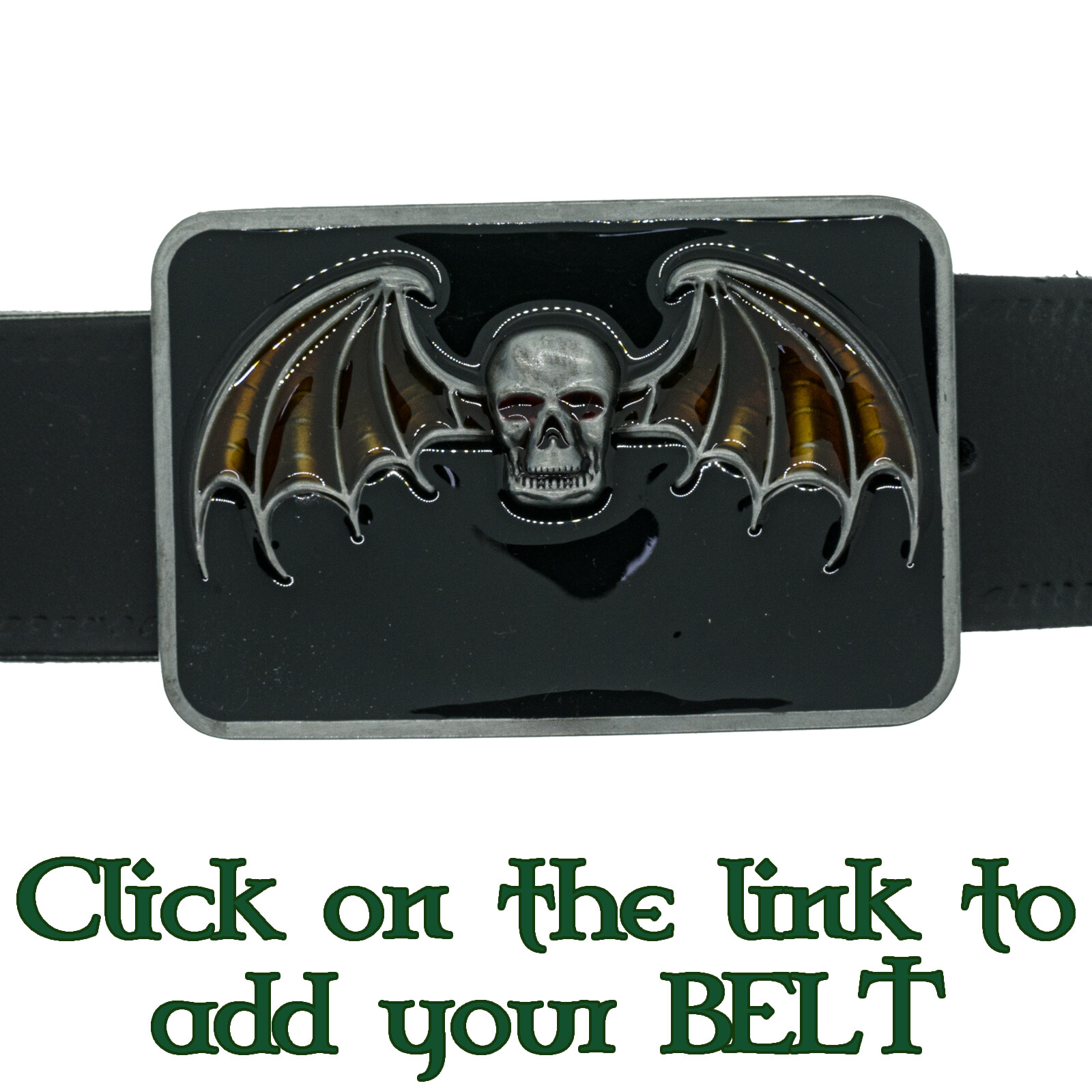 Skull Bat Gothic Belt Buckle Heavy Metal Biker Pewter Style Pirate Halloween