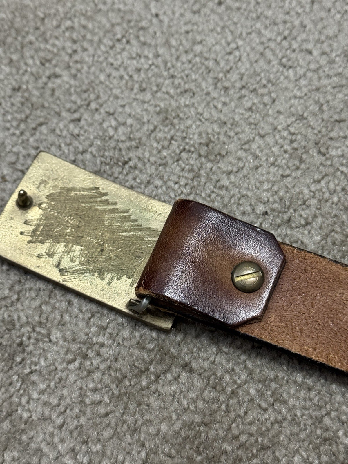 Vintage Southwest turquoise Wood Brass Belt Buckle Belt C141