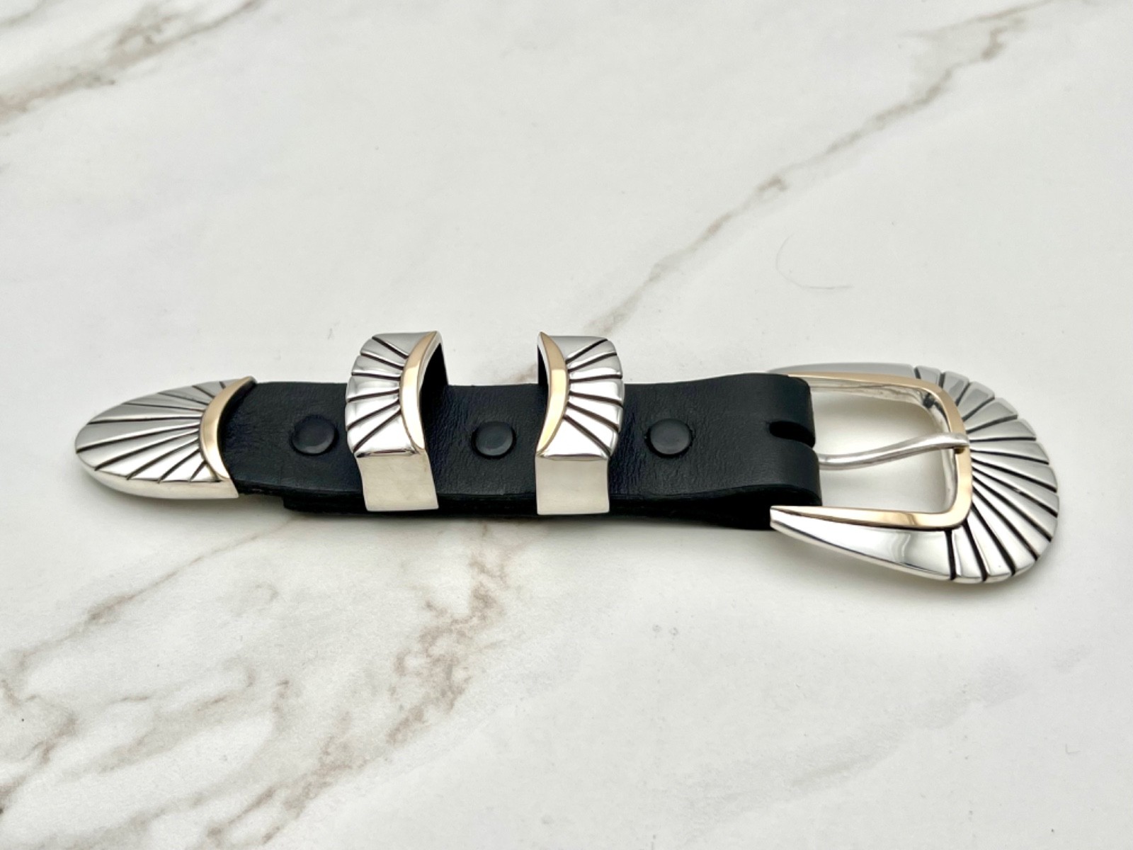 BG Mudd BGM .925 Sterling 14K Gold Tom Taylor Santa Fe 1” buckle set