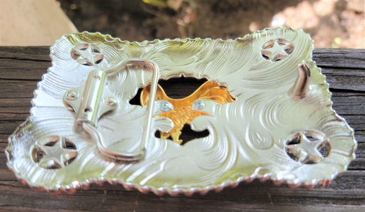 BULL RIDE RODEO ANIMAL LONG SILVER GOLD RODEO COWBOY WESTERN SHINE BELT BUCKLE