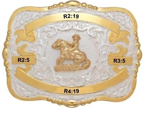 Lightning Ridge Western Belt Buckle Trophy Reining Horse 4 Ribbons 38426