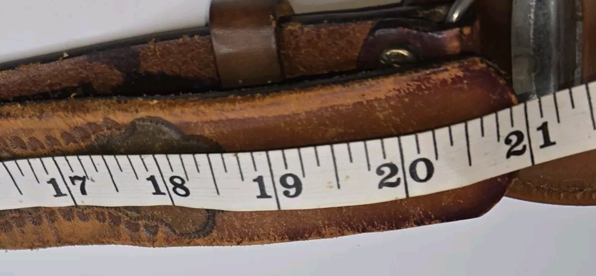 Vtg USA Embroidered Eagle Texas Cowhide Buckle/Leegin Tooled Leather Belt 36
