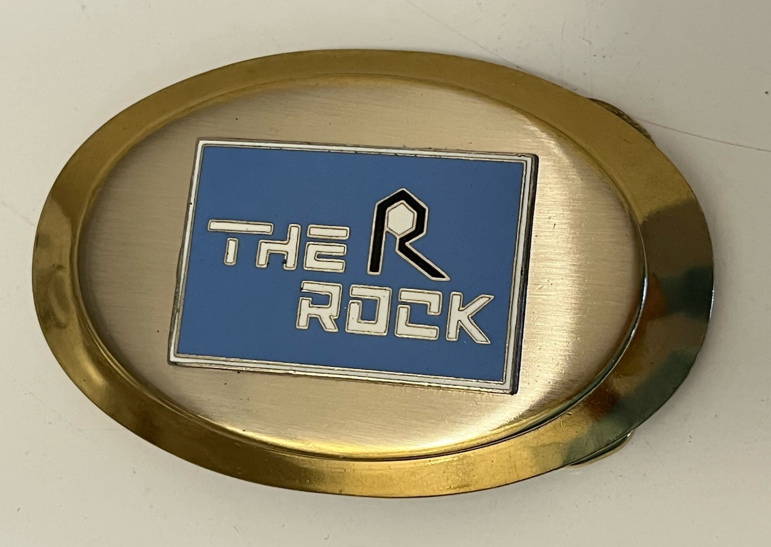 Belt Buckle The Rock Island and Pacific Railroad Gold Tone with Blue Logo New