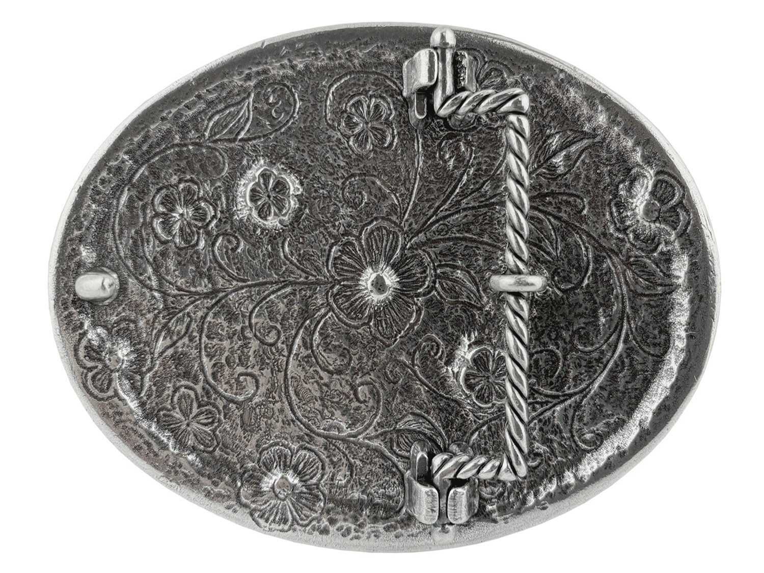 Rhinestone Crystal Belt Buckle Oval Floral Engraved Buckle Fits 1-1/2&Prime;(38mm)