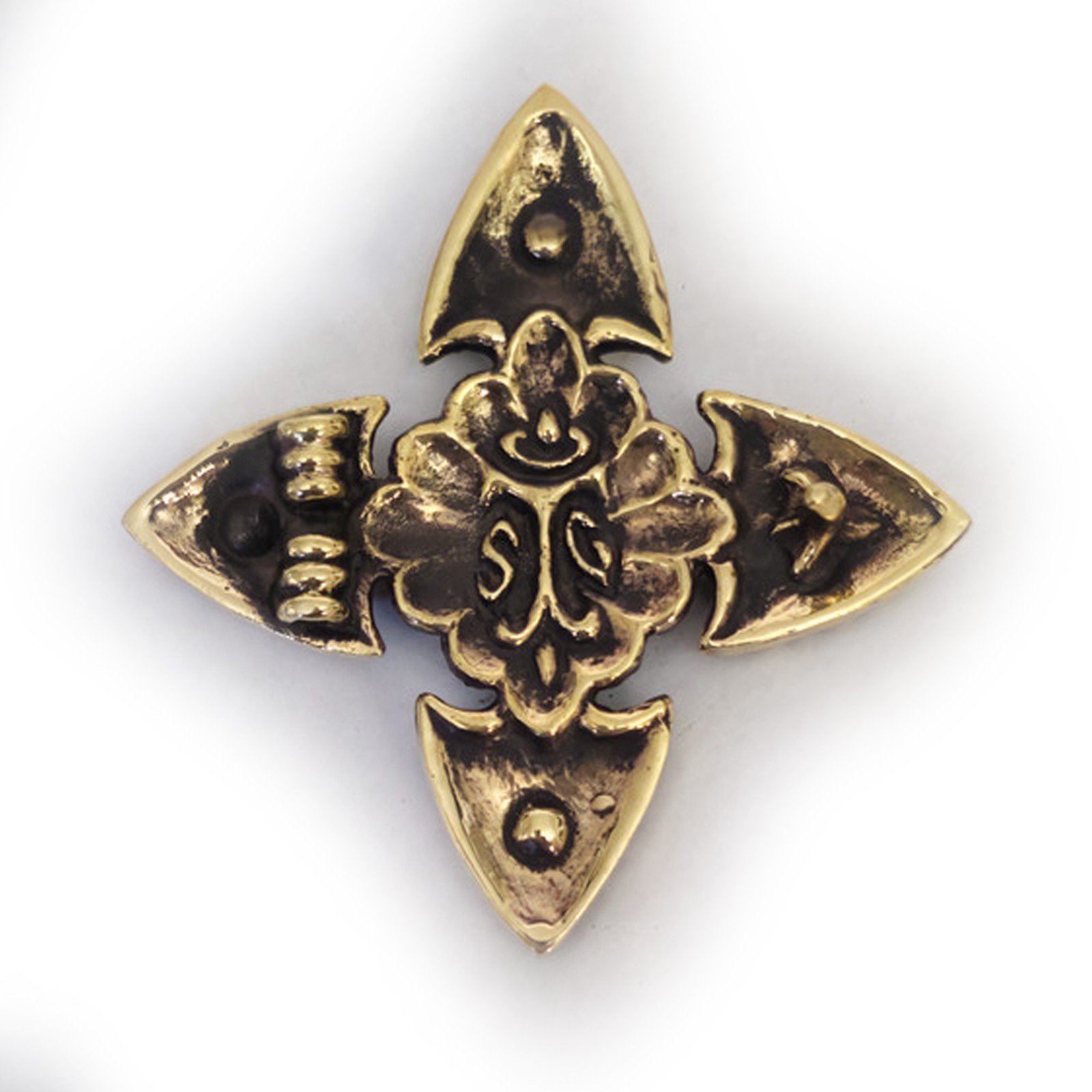 Cross Blossom Brass Belt Buckle with Stone