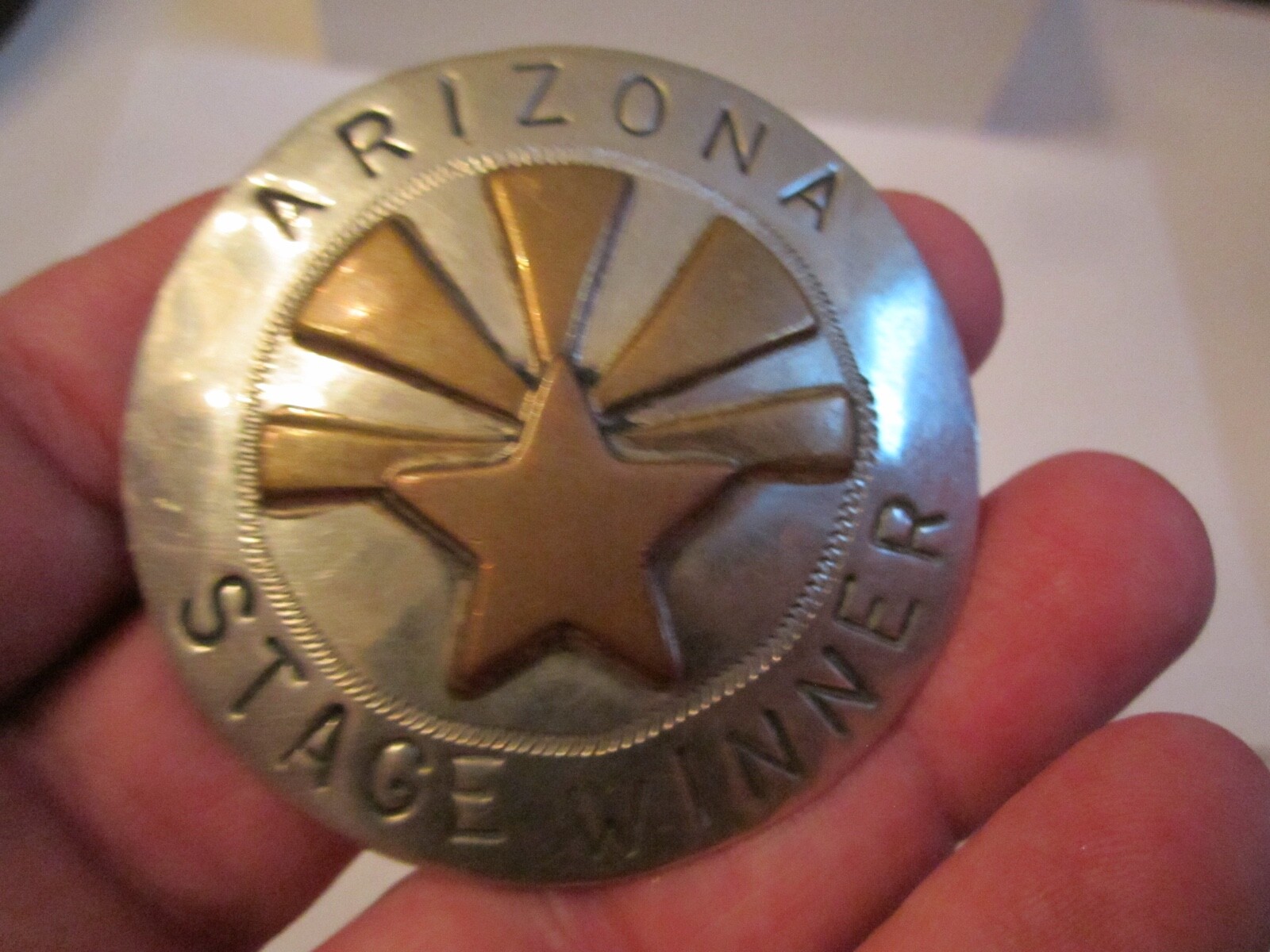 VINTAGE ARIZONA STAGE WINNER SCARF BUCKLE HAND MADE SILVER PLATED – BBA-4