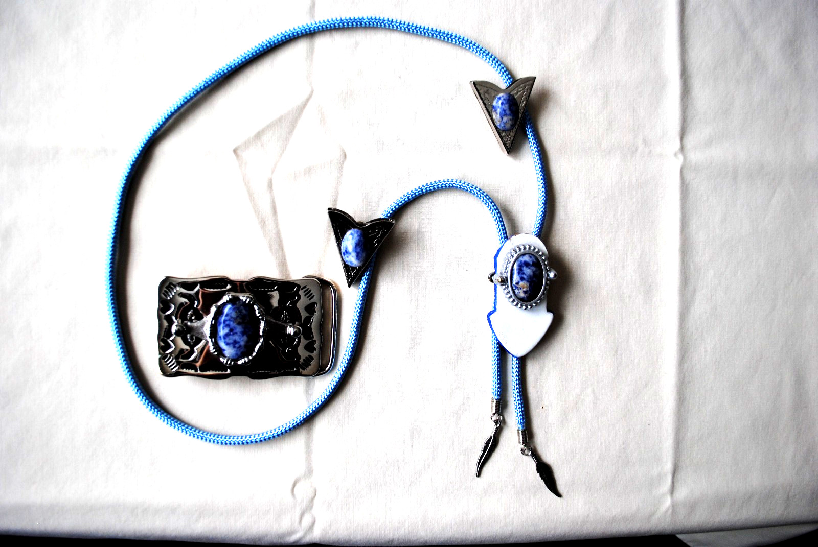 Western Belt Buckle, Bolo and Collar Tip Set