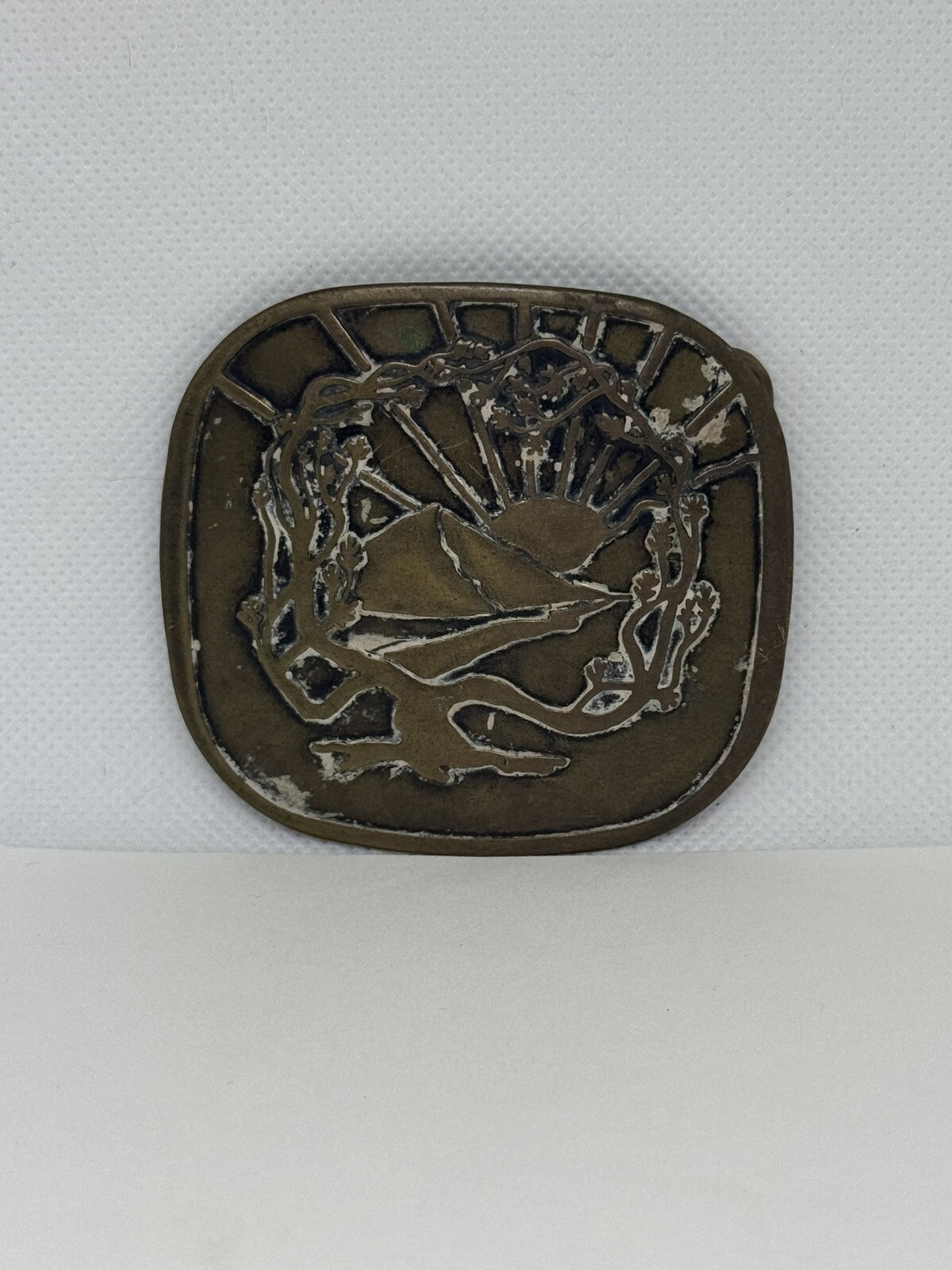Vintage TREE OF LIFE belt buckle Solid Brass hippie boho 1970s western cowboy