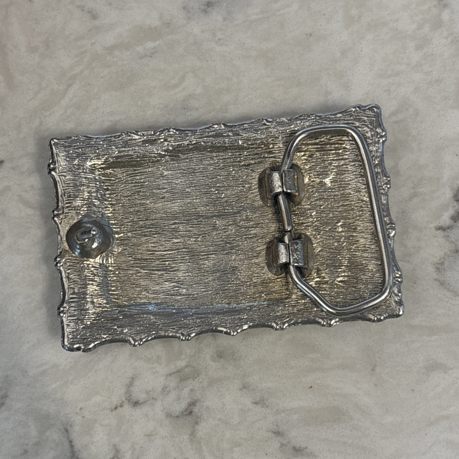 Vintage Belt Buckle Dark Brown Gray with Stone Look