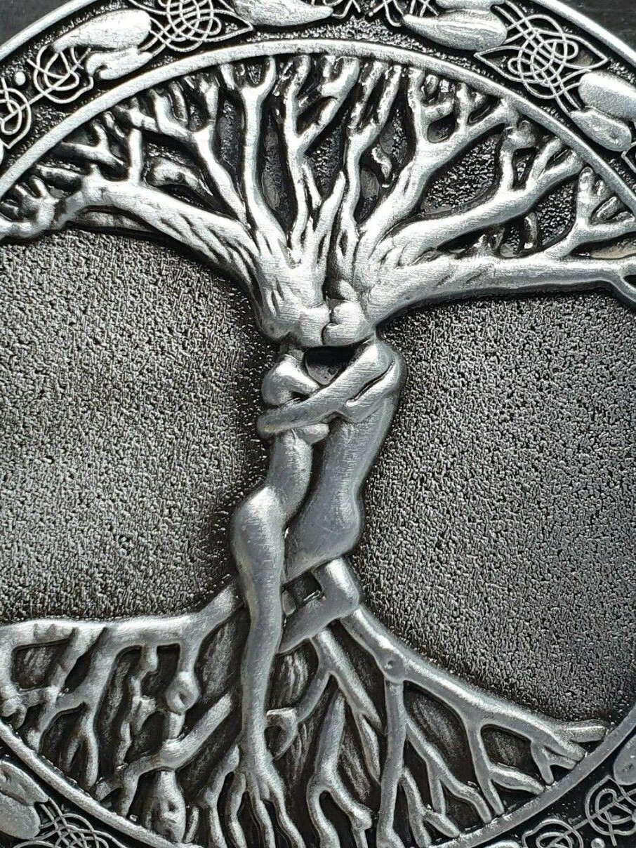 Belt Buckle Tree Of Life Odins Askr & Embla For 40mm Belt Pagan Norse Viking Uk