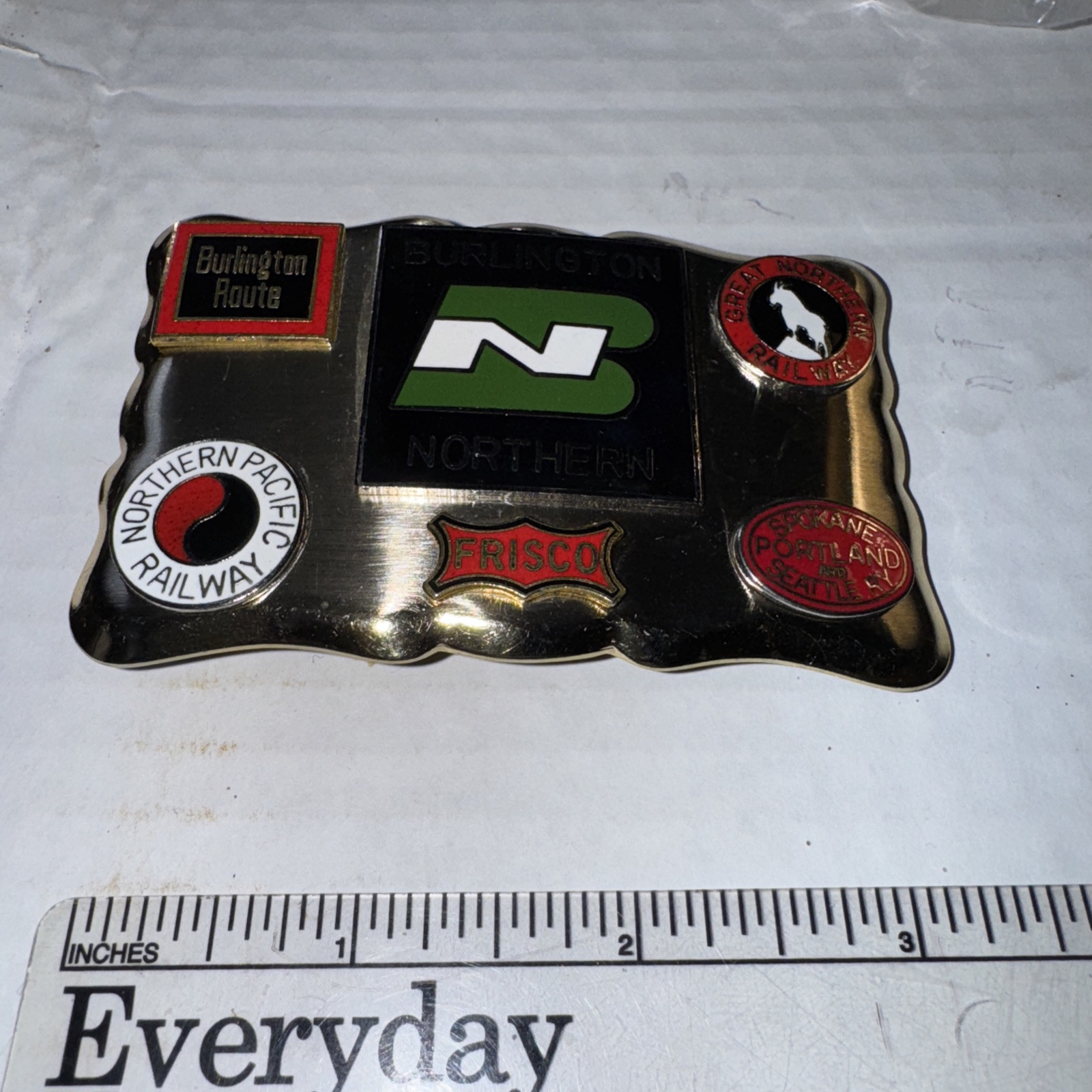 Burlington Northern NPRR Train Railroad BN Frisco Railway Vtg Belt Buckle