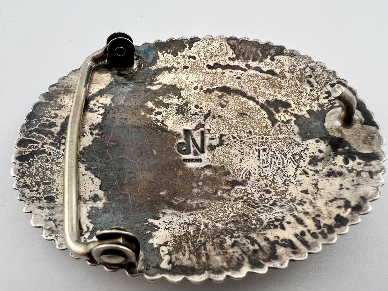 Vintage Nelson Piaso Signed Navajo Sterling Silver Belt Buckle 55.6g
