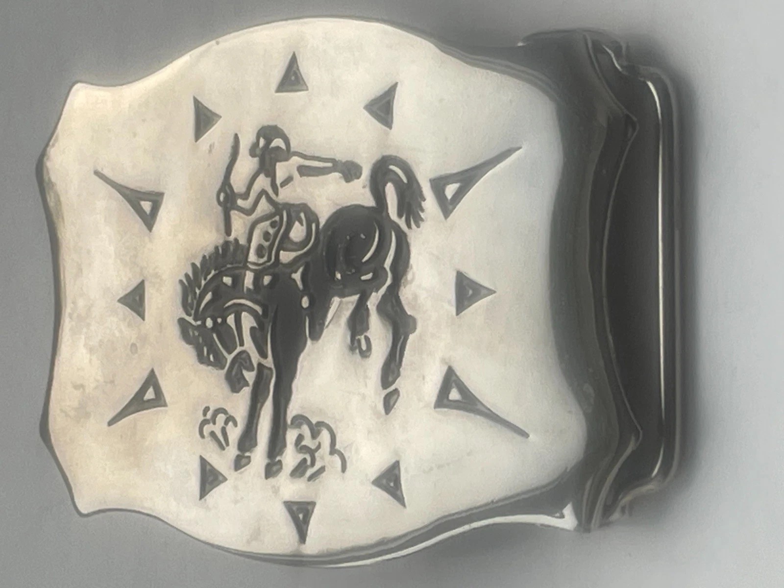 Vintage NOS Chrome Rodeo Style Belt Buckle by Chambers Belt Co Made in USA