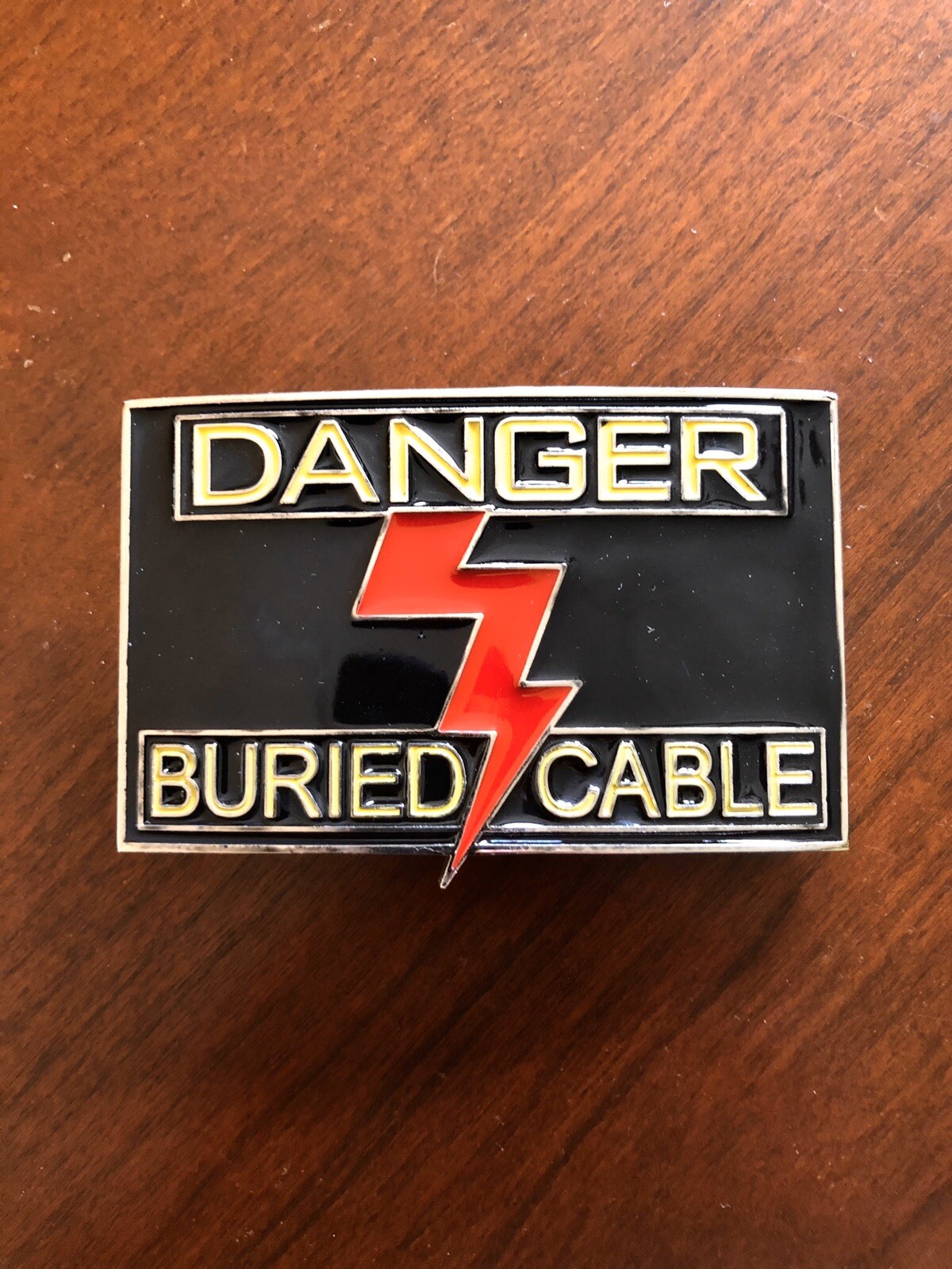 Danger Buried Cable Funny Joke With Bottle Opener Metal Unisex Men’s Belt Buckle