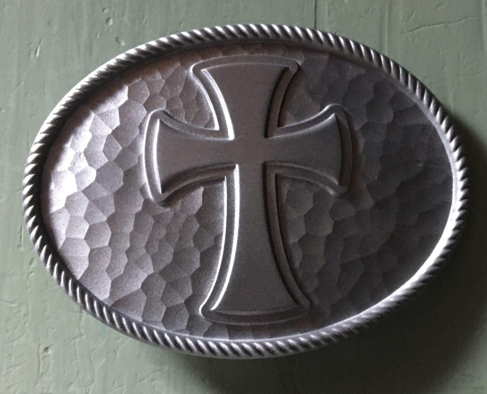 LARGE OVAL IRON CROSS BELT BUCKLE NEW APPROXIMATELY 4&Prime; X 3&Prime;