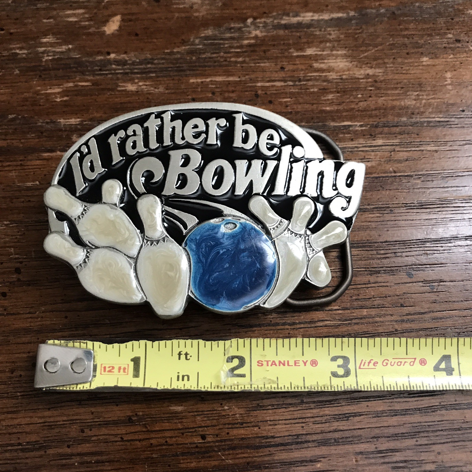 « I&rsquo;d Rather Be Bowling » Belt Buckle – Great American Buckle Co – Vintage 1984