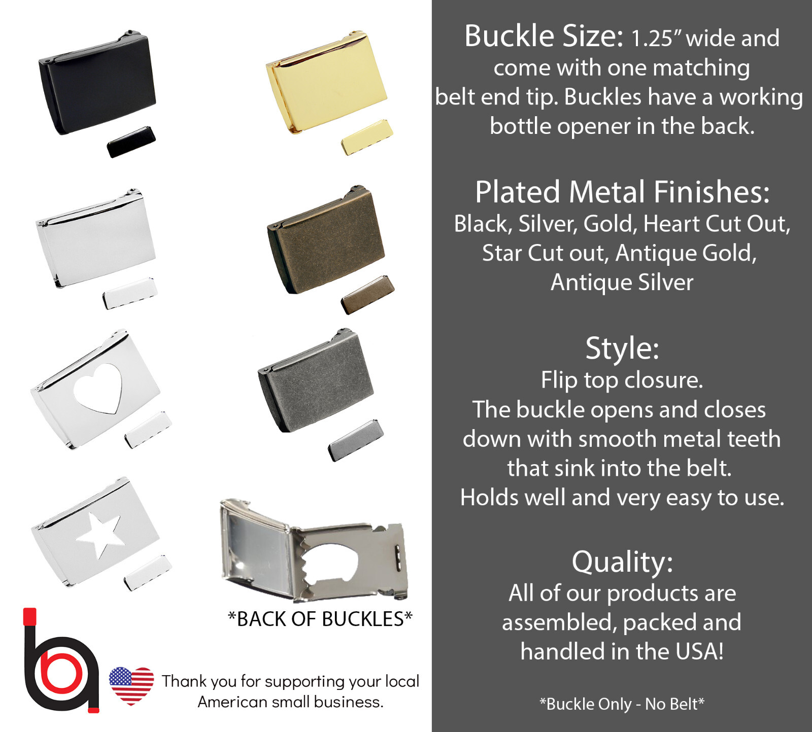 Build A Belt Replacement Military Style 1.25&Prime; Wide Buckle With Matching Belt Tip