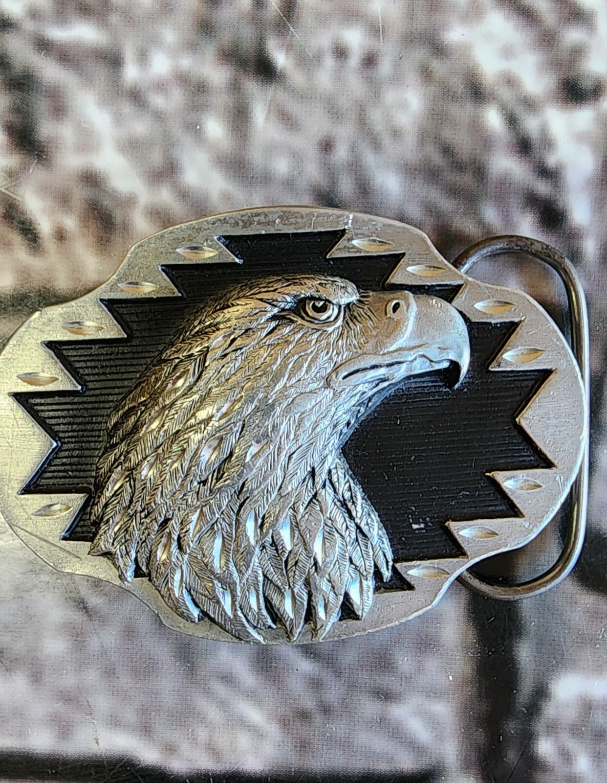 Belt buckle-LFA Eagle Head Diamond cut Novelty and Spread wings bald eagle