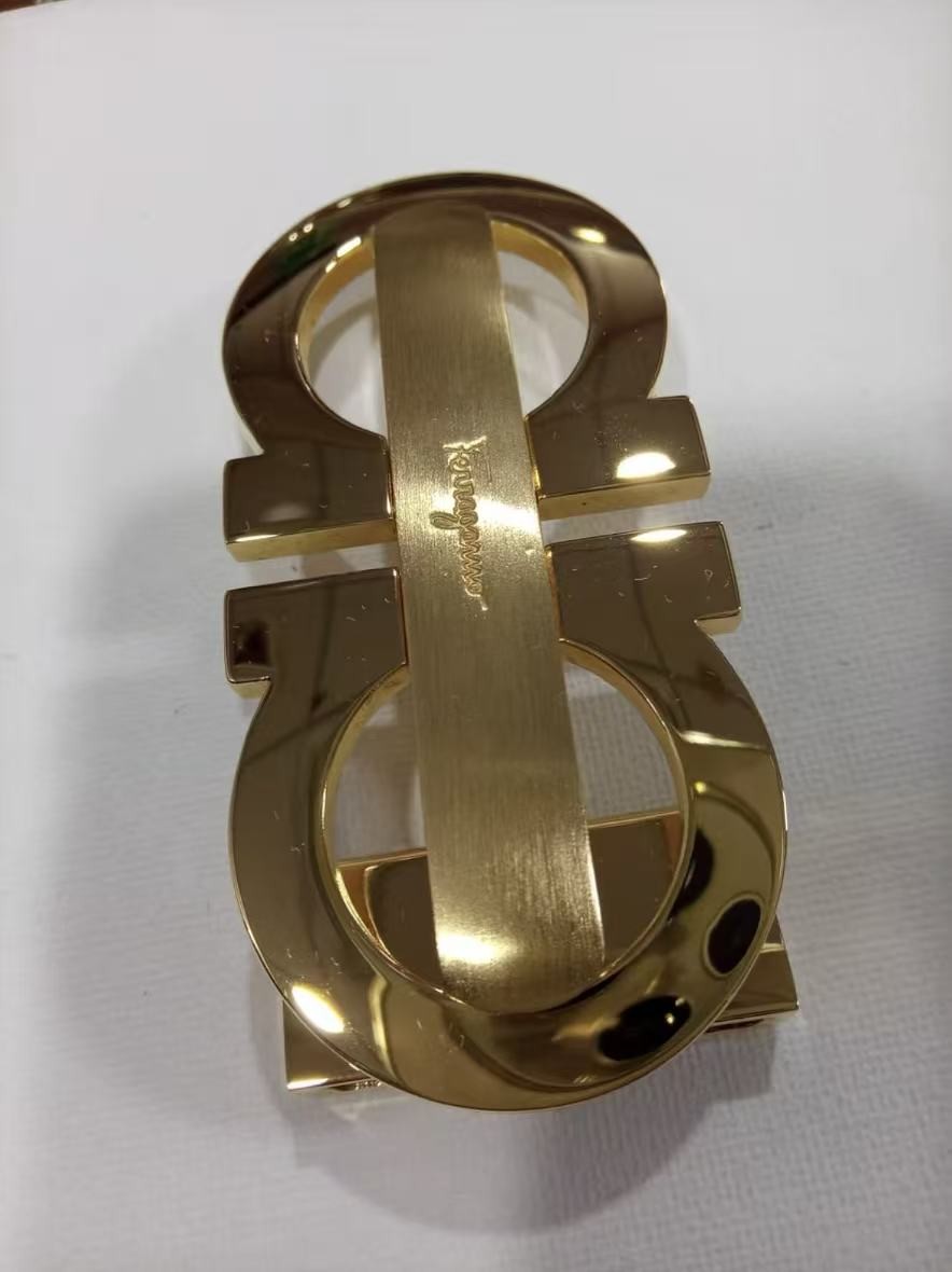 Ferragamo Men&rsquo;s Gold Double Gancini Copper Belt Buckle fits 3.4cm wide Belts