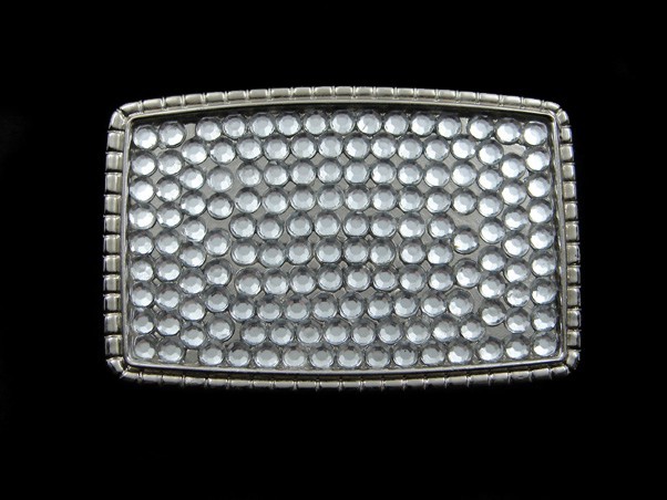 SA13138 REALLY NICE **CRYSTAL INSERTS** FASHION CLOTHING SILVERTONE BELT BUCKLE