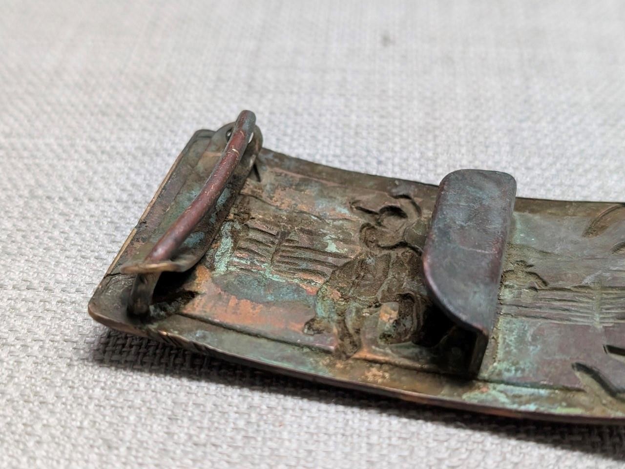 vintage 1950s belt buckle BRONZE brass COWBOY western RODEO bronco horse